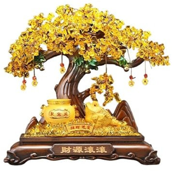 Kristallbaum Goldener Geldfrosch-Zitrinbaum, Kristall-Geldbaum, Feng-Shui-Geldbaum-Bonsai for Tischdekoration zu Hause, im Büro, im Geschäft, als Dekoration Kristall-Feng-Shui-Baum(Groß)