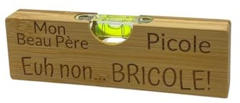 Livella a bolla, apribottiglie in bambù inciso Mio Beau Padre Picole, non fai da te, 15 x 4,5 cm, idea regalo uomo, regalo di Natale, regalo di compleanno, fai da te, festa del papà, papà