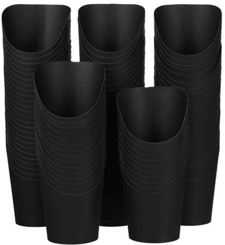 MAGICLULU 100piezas Copa Biselada Negra De Papel Vaso Para Aperitivos y Refrigerios Para Fiestas Bufés y Eventos Unidades Color Negro Diseño Práctico