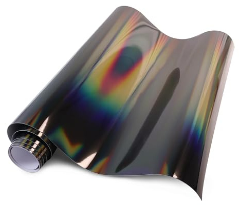 Foneso Holografische Laser-Grau-Vinylfolie,PET Chrom Metallic Autofolie,150 X 30cm,Selbstklebend Autofolie aus Vinyl für Auto,Motorrad,Fahrrad DIY innen außen,Autoschutzfolie