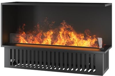 Corner R1200 Recessed Water Steam Fireplace with Multicolour Flame, 3D Effect and App Control, 2.4L Tank - 120 cm