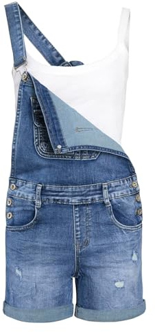 SS7 Womens Denim Dungaree Shorts