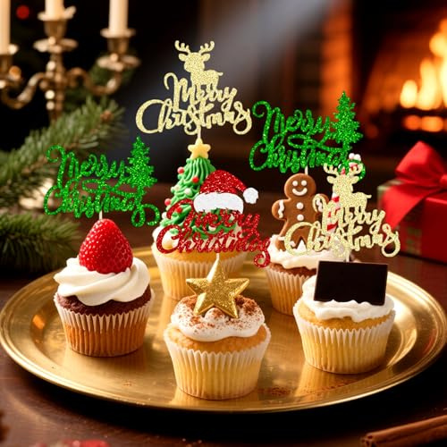 12 Stück Frohe Weihnachten Cupcake Dekorationen Weihnachts Kuchen Deko | 12 Stück Frohe Weihnachten Cupcake Dekorationen Weihnachts Kuchen Deko für Frohe Weihnachten Neujahr Babyparty