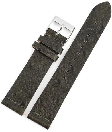 EDVENA Vintage Äkta Läder Klockarmband 16MM-24MM Remmar Strutsmönster Quick Release Klockarmband Armband Klocktillbehör(Green,19mm)