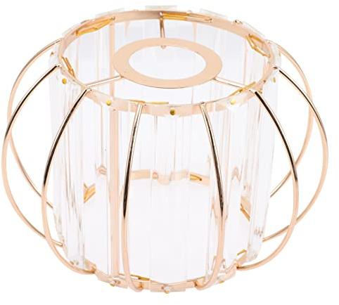 PAMINGONO E27 Crystal Glass Pendant Light Shade Lantern Shape Ceiling Light Cover Gold Finish Decorative Lamp Shade for Living Room