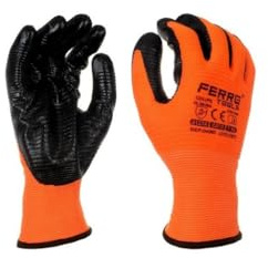 DRW Guantes Trabajo nitrilo sin Costura 4121X Grip 13 Naranjas 12 Juegos Talla L