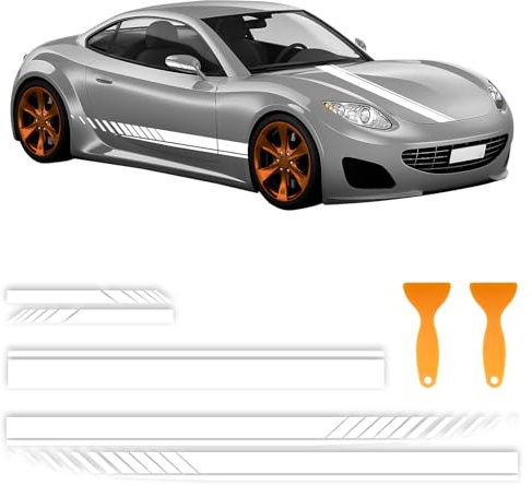 5Pcs Racing Car Stripe Decal Stickers,Car Hood Stripe Sticker with Scrapers