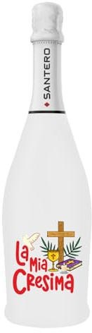 BRANDGIFT.IT Bottiglia Personalizzata Cresima Ragazzo Santero 958 Spumante Extra Dry Perlage Persistente Aromaticità Floreale Bottiglie Personalizzate Cresima Ragazza Per Brindisi Originali