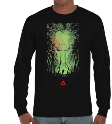 the Fan Tee Camiseta de Adulto de Manga Larga de Hombre Peliculas Predator Depredador, Alienígena, Alíen, Extraterrestre, Yautja 001 L