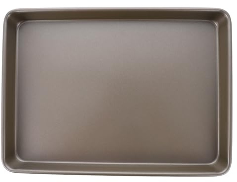 DIYEAH Plaque de Cuisson Acier Antiadhésive Double Face Plateau de Cuisson Plat pour Pizza Biscuits Pâtisserie Four et Grill Usage Ménager Polyvalent Doré