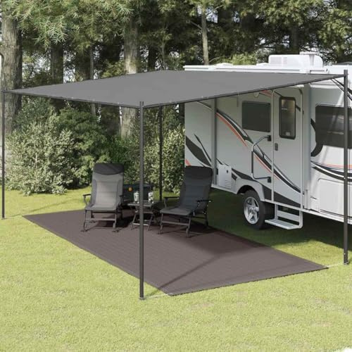 Zeltteppich 250 x 600 cm Anthrazit aus HDPE, atmungsaktiv, wetterbeständig, robust für Camping, Vorzelt, Terrasse, leicht zu reinigen