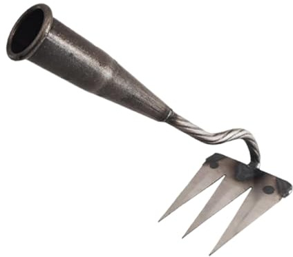 FewNvWa Râteau de Jardin, Rateau de Désherbage, Outil Râteau de Désherbage Multifonction, Râteau en Manganèse, Râteau Agricole Robuste pour Désherber, Planter, Ameublir, 3 Dents