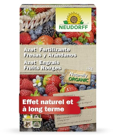 Neudorff Azet Engrais Fruits Rouges – Engrais organique avec mycorhizes pour fraises, baies et arbres fruitiers, récoltes abondantes et fruits savoureux, action rapide et longue durée, 1 kg