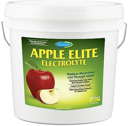 Farnam Apple Elite Horse Electrolytes Powder Supplement, Replaces Vital Minerals, Encourages Hydration, Sugar-Free, Contains Sodium, Potassium, Calcium & Magnesium, Apple Flavored, 5 lb