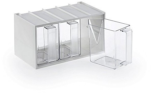 Einsatzahmen weiß mit 3 Schütten glasklar Kunststoff