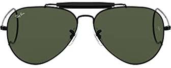 Ray Ban Unisex Sonnenbrille Outdoorsman, Gr. Large (Herstellergröße: 58), Schwarz (Gestell: Schwarz, Gläser: Grün Klassisch L9500)