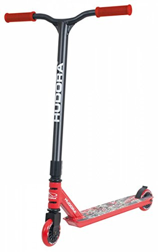 HUDORA Stuntscooter XQ13 - Tretroller für Kinder ab 6 Jahre - 360 grad Lenkung - Extra Robustheit - Stunt Scooter mit 100 kg Belastbarkeit - Rot - 14026