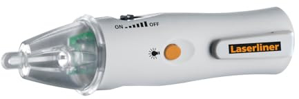 Laserliner Spannungsprüfer AC Check, Kontaktloser Stromprüfer 5–1000V AC mit Kabelbruch-Detektion, Empfindlichkeitsregelung, LED-Signalisierung & integrierter Lampe