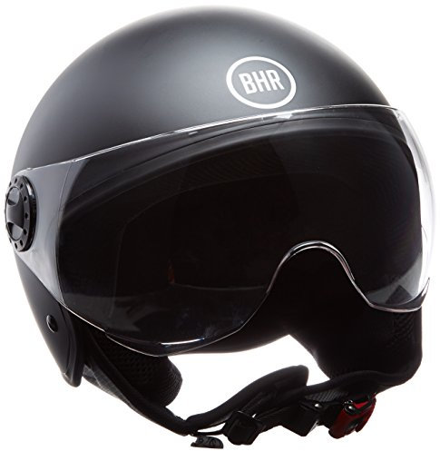 BHR 89491 Casco Moto Demi-Jet Linea One 801, Multicolore (Nero Opaco), XL