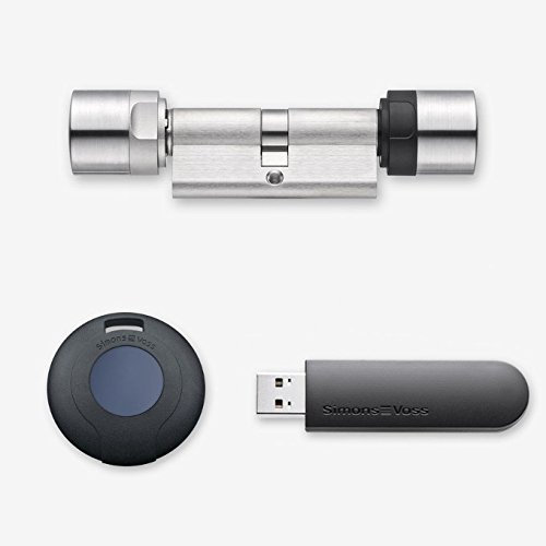 SimonsVoss MobileKey Starter-Paket Offline mit Doppelknaufzylinder A:45/I:40, 3 Transpondern und USB-Programmierstick - alle Längen von 30/30 bis 60/60 verfügbar