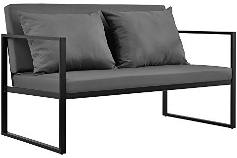 casa.pro Gartenbank 'Lerum' 70 x 114 x 60 cm Gartensofa Bank Parkbank Sitzbank Lounge Eisen Schwarz/Dunkelgrau