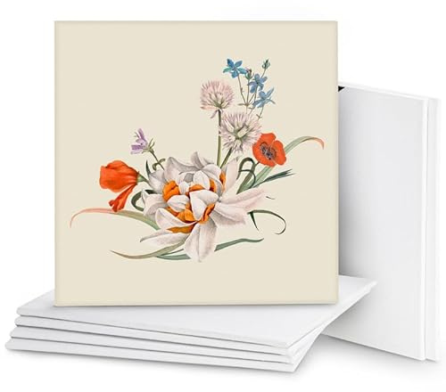 Belle Vous Pack de 7 Lienzos para Pintar en Blanco 40 x 40 cm – Set Panel de Lienzo Grande Cuadrado Preestirado – Aptos para Pintura Acrílica y al Óleo - Lienzo Blanco para Bocetos y Dibujos
