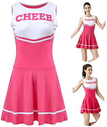 ThreeH Cheerleader kostym galen klänning cheerleading uniform ingen pompom, rosa, En Storlek