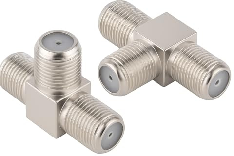 Boobrie 2-Pack F-Type Coax Splitter F Female to Double F Female Coaxial Adapter F Type RG6 3-Way Connector for TV Cable Satellite Video VCR Antenna