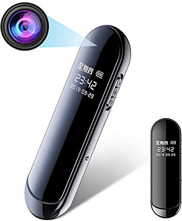RNNTK Casa Portatile Nascosta Telecamera Full HD 1080P Telecamera Sorveglianza,Compatta Mini Telecamera Per Auto Riunione Nanny Cam,Video/Audio Registrazione Telecamera di Sicurezza-Nero 64gb