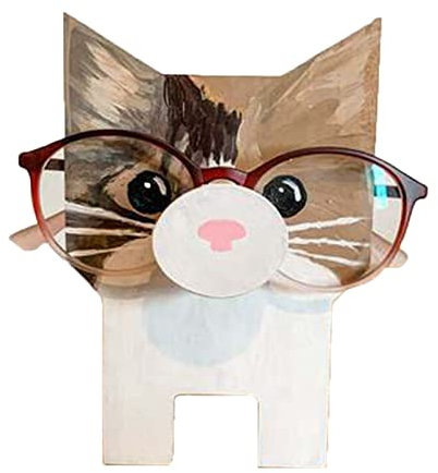 INIFLM Niedlicher Brillenhalter, handgefertigt, Holz, geschnitzt, Tier, Brillenständer, niedliches Weihnachtsgeschenk, Neujahrsgeschenk, Einheitsgröße