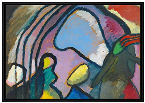 Pixxprint Wassily Kandinsky - Studie für Improvisation Leinwandbild 100x70 cm im Bilderahmen, Wandbild, Schattenfugenrahmen, Kein Poster