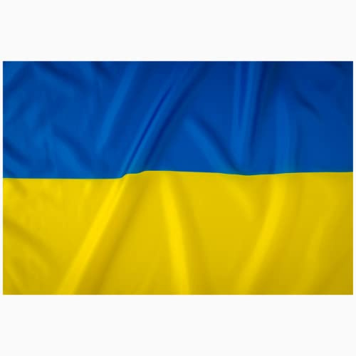 Ukraine Flagge Wetterfeste Fahne mit Messing-Ösen und Verstärkten Nähten - Ukrainische Flagge mit 100g/m² Stoffgewicht in Größe 90x150 XL