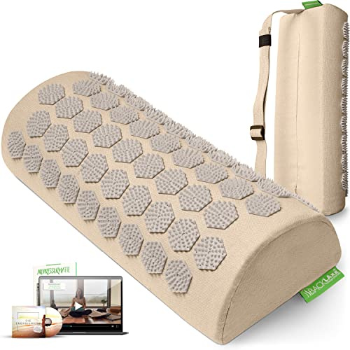 BACKLAXX® Akupressur Nackenrolle mit 2592 Nadeln, Akupressur Kissen Nacken | Akupressurkissen & Nackenrolle 40x15x10 cm mit Bezug & Befestigungsband, Halbleinen & Naturkautschuk, für Nacken & Schulter