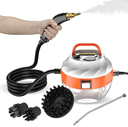 HUIOP Limpiador de Vapor de Mano portátil de 2500 W, máquina de Limpieza a Vapor presurizada de Alta Temperatura con Cabezales de Cepillo para Muebles de Cocina, baño y Coche