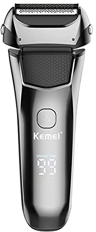KEMEI Rasoio rotante senza fili da uomo Rasoi ricaricabili elettrici 3D Rasoi di precisione Barba Basette Trimmer Rasoi IPX7 Rasoio da toelettatura lavabile impermeabile (KM-8512)