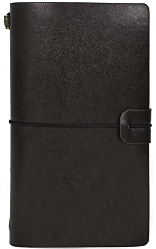 Carnet de Notes Vintage, Feuille Volante Journal Intime, Carnet de Voyage A6 en Cuir, Journal en Cuir Rechargeable, Carnet de Croquis Bloc Notes de Journal pour Entreprise École Bureau Journal (Noir)