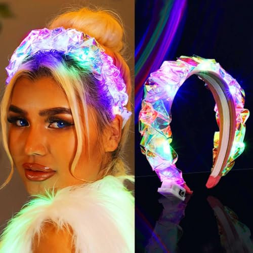 Fashband Leuchtendes Stirnband, LED-Haarbänder, leuchtender geflochtener Haarreifen, Weihnachten-Party, Festival, Haarschmuck für Frauen und Mädchen