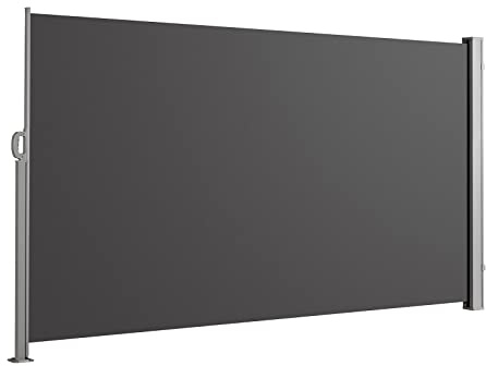 SVITA Seitenmarkise ausziehbar Sichtschutz Balkonmarkise Sichtschutz Sonnenschutz UV50+Terrasse 300x180cm Dunkelgrau