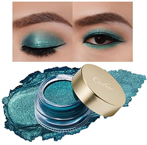 Oulac Sombras de Ojos Verde | Altamente Pigmentada | Resistente al Agua y de Larga Duración | Maquillaje de Ojos con Brillo Metálico | Vegano y Libre de Crueldad | 06g (14) Unforgettable Night