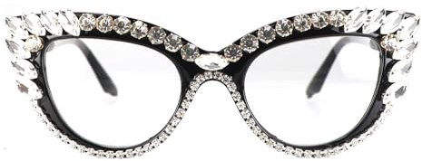 FUPRECIOUS Occhiali da lettura per donna anti luce blu - Montatura a occhio di gatto con strass, eleganti per computer