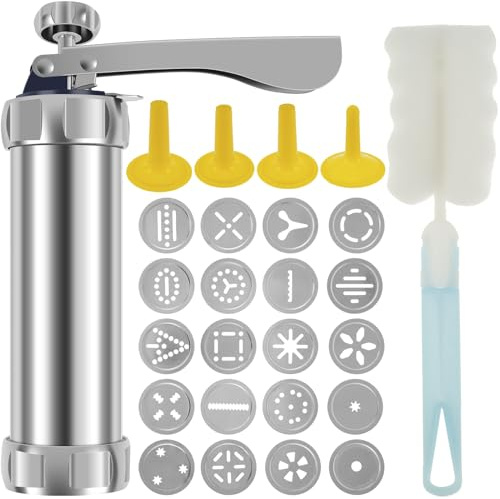 Cookie Maker, DIY Cookie Press Gun, Detachable Cookie Decorating Press, with 4 Icing Nozzles and 20 Cookie Molds, Reusable Dessert Decorating Syringe Set Cookie Maker Press for Biscuits