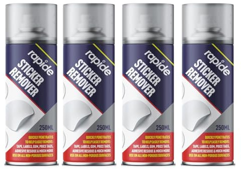 PNJB Sticker Remover Spray, Adhesive Remover Spray, Gum, And Goo, Tape Adhesive Remover Spray, Remove Sticky Labels, Chewing Gum, Masking Tape, Gel, Price Tags 250 ml (Pack of 4)