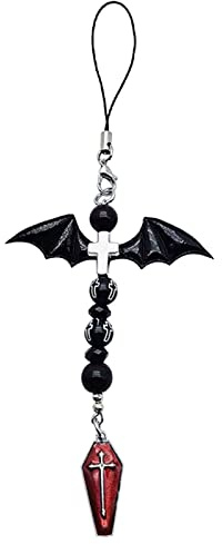 COSSIKA Schlüsselanhänger Anhänger Goth Phone Charm Anhänger Kawaii-Schlüsselanhänger für Tasche Süßes Accessoire Frauen Gitarrengurt Lanyard Perlen Schlüsselanhänger Anhänger