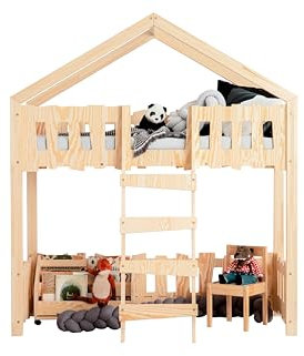 ADEKO Etagenbett ZIPP PA 80x160 aus Holz Mezzanine Kinderbett Kinderzimmermöbel, Bett mit Lattenrost, verschiedene Varianten