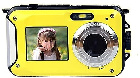nmbhus 10 Feet Underwater Digital Camera Summer IP68 Waterproof Photography Camcorder 48MP 2.7K Dual Screen Self-Timer Action Cameras(NO TF Card,Yellow)