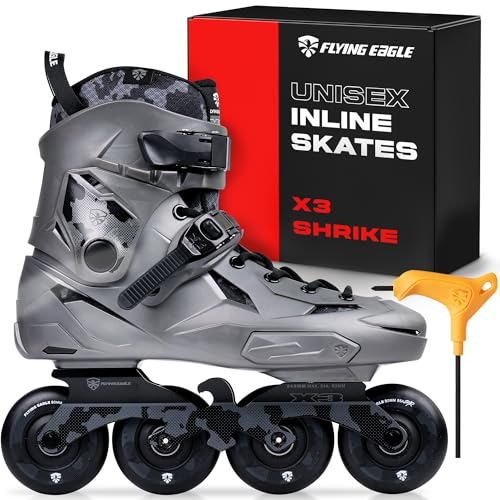 Flying Eagle X3 Shrike Freeskates - Aggressive Inline Skates for Men, Roller Skates Inline, Adult Roller Skate, Skating Shoes for Outdoor, Rollerskates Adult - Gray, Men's Size: 5-6 US / 37-38 EU