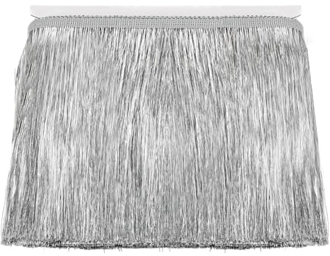 FINGERINSPIRE Ribete metálico de flecos de 10 m, 19,8 cm de ancho, oropel plateado con flecos, oropel de poliéster brillante, borla para coser, disfraz de danza, decoración navideña