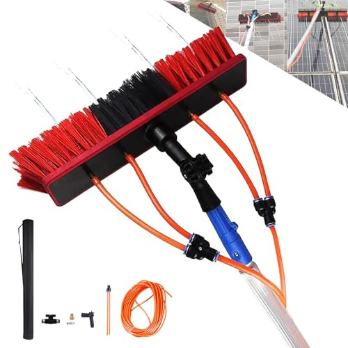 Fensterreiniger-Set mit Wasserzufuhr, ausziehbare Fensterreinigungsstange für Solarpanel-Waschgeräte, Wintergarten, Dachreinigung