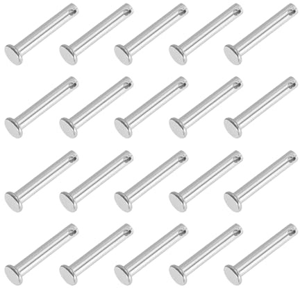 PATIKIL 20 Stück 30mm Lange Steckbolzen 5mm Durch. Flachkopf Edelstahl Bolzen mit Loch 2mm Durch. Einlocher Sicherungsbolzen für Industrie Maschinenbau Anhänger Scharnier Möbel, Silber