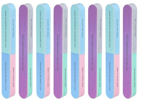 sourcing map 8pcs Nail Buffers, 7 Way Nail Sanding Blocks, 120/240/600/3000/6000 Grit Nail Buffing Polishing Blocks Professional Nail Polisher Set for Acrylic and Natural Nails